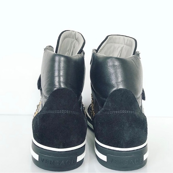 VERSACE STUDDED HIGH-TOP SNEAKERS with GOLD MEDUSA BUCKLE - Picture 3 of 8